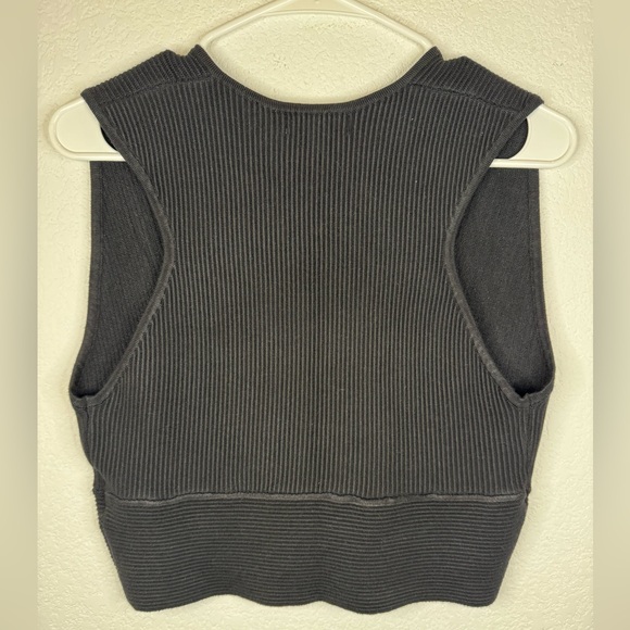 House Of Harlow 1960 Black Knit Deep V Neck Sleeveless Crop Top - Picture 3 of 6